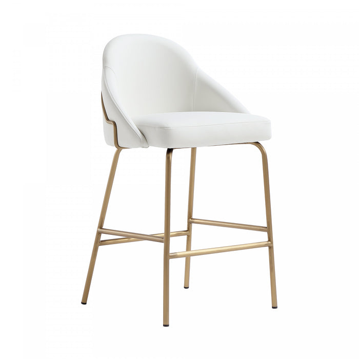 Gracie Modern Metal Upholstered Counter Stool in White and Gold - Set of 3