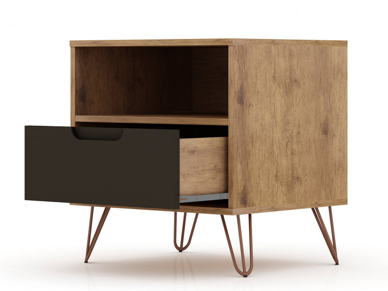 Rockefeller Mid-Century Modern 20\" Nightstand in Gray (1-Drawer) - Set of 2
