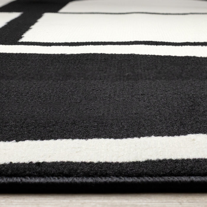 Florence Black White Dynamic Geometric Design, 7'9\" x 10'6\" Indoor Area Rug