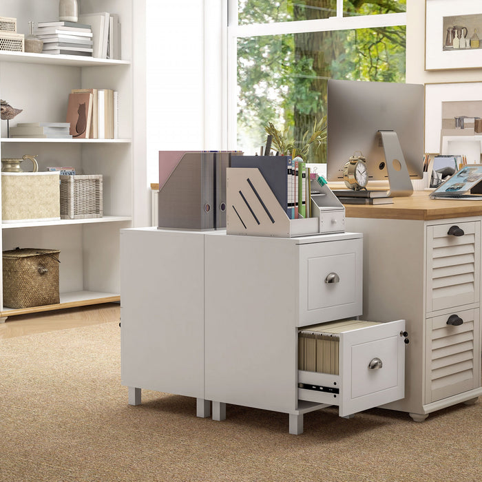 HOMCOM Lockable 2 Drawer File Cabinet with Hanging Bars for A4 and Letter