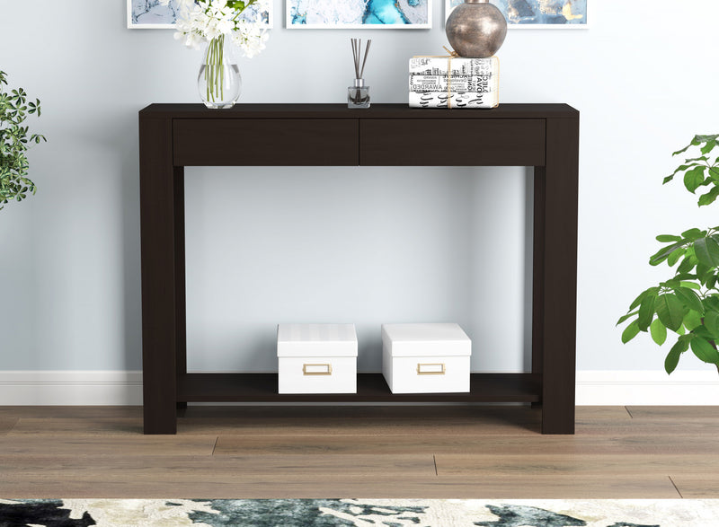 40” Console Table With 2 Drawers And Shelf - Cappuccino 