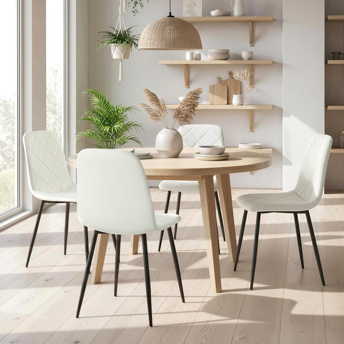 HOMCOM Dining Chairs Set of 4, Kitchen Chair with Metal Legs, Cream