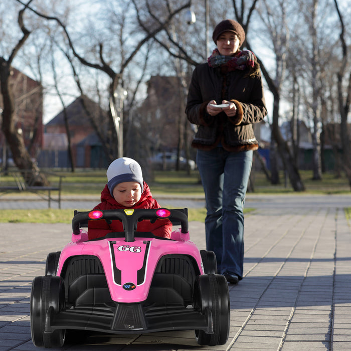 Costway 12v Kids Ride On Car Electric Racing Truck Remote Control W/ Mp3 & Lights Pink
