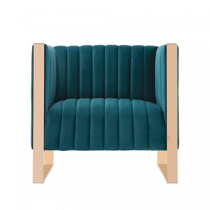 Trillium Mid-Century Modern Velvet Lounge Chair in Teal - Set of 2