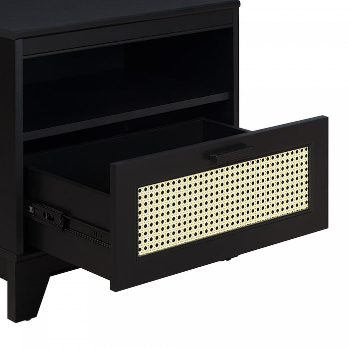 Sheridan Mid-Century Modern 22\" Nightstand in Black (1-Drawer) - Set of 2