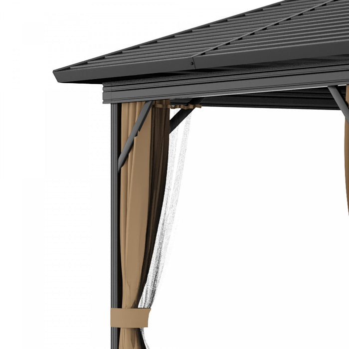Outsunny 10' X 12' Hardtop Gazebo Outdoor Aluminum Gazebo For Patio Brown