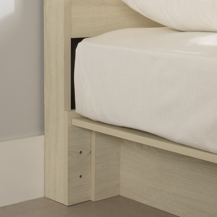 Fusion Platform Bed And Headboard With Storage Shelf Set Bleached Oak - South Shore