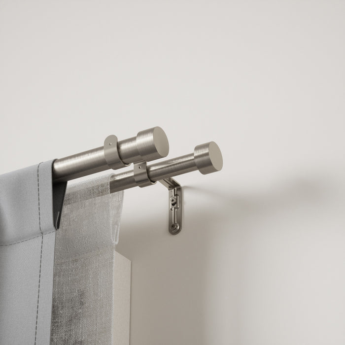 Umbra Cappa Nickel Steel Expandable Double 1\" Curtain Rod - 66\"-120\" 
