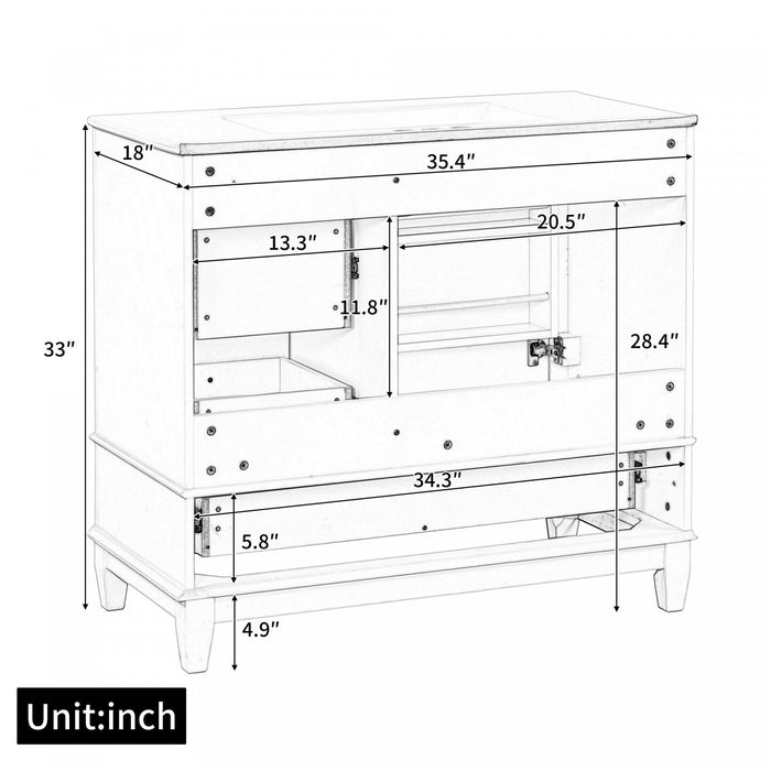 Fanny 36\" Bathroom Vanity with Ceramic Sink and Soft-Close Hinges, Black