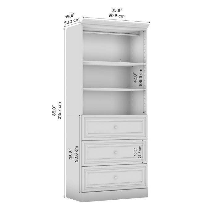 Bestar Versatile 36 W Closet Organizer with Drawers - White