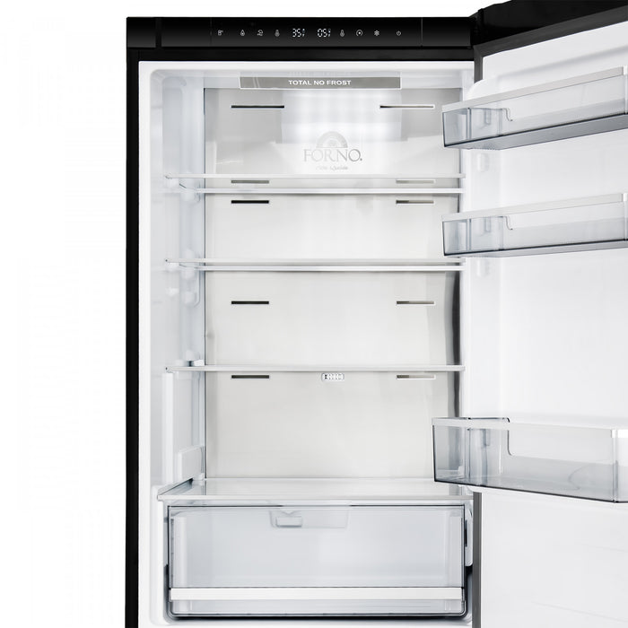Forno Custodia 24\" Bottom Freezer, 10.3 cu.ft., Right Swing, Total No frost, Black - FFFFD1766-24BLK-RS Refrigerator