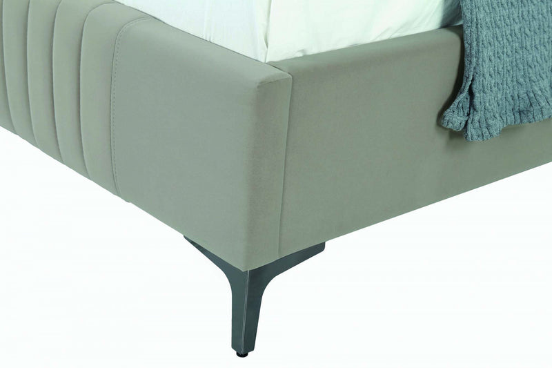 Promenade Mid-Century Modern Upholstered Velvet Twin Bed in Rustic Taupe