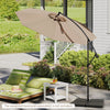 Costway 10' Hanging Umbrella Patio Sun Shade Offset Garden Market W/ T Cross Base Tan