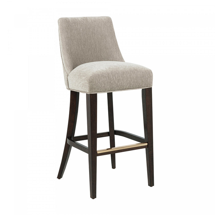 Beever Modern Wood Upholstered Chenille Barstool in Taupe