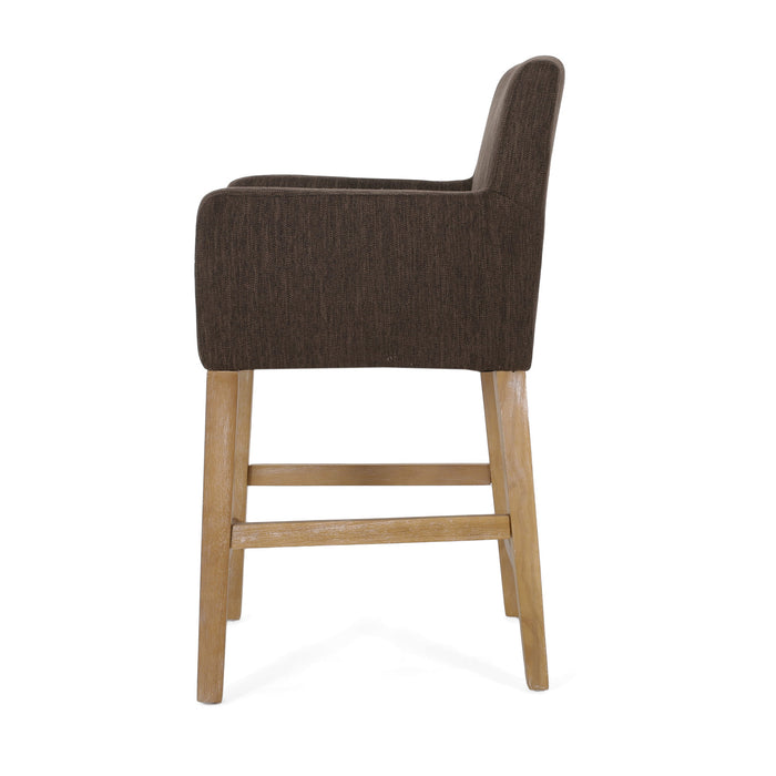 Gabrielle 26\" Seat Height Counter Stool With Upholstered Fabric And Solid Wood Legs,brown