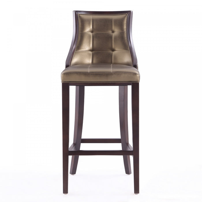 Fifth Avenue Traditional Wood Upholstered Barstool in Bronze - Set of 3