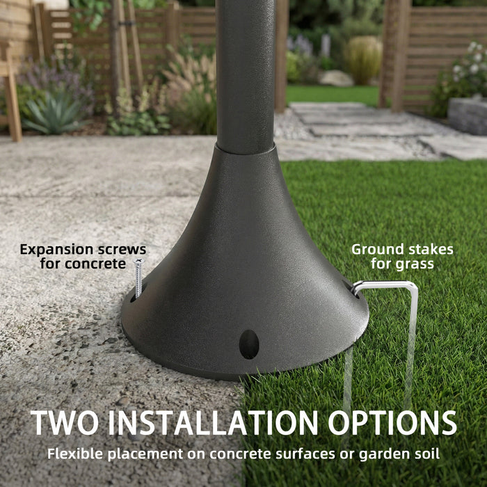 Outsunny 74\" 3-Head Solar Lamp Post Light, Waterproof LED Solar Light Posts