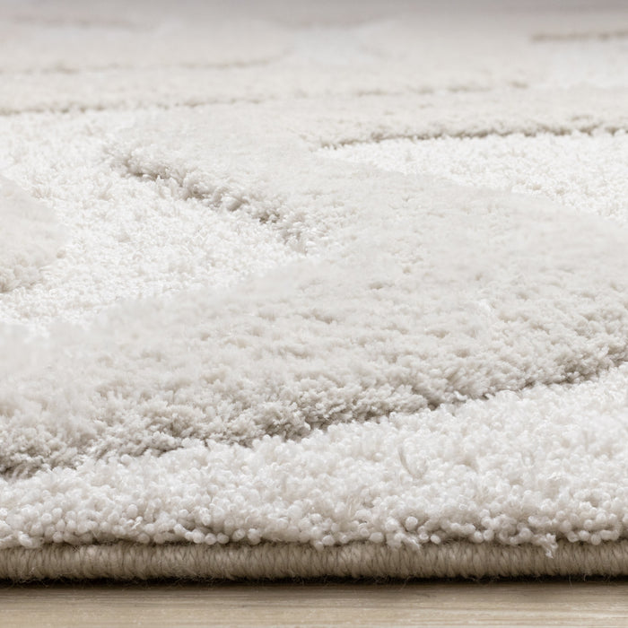 Lincoln Modern Luxurious Plush White Curves Area Rug - 7'10\" x 11'2\"