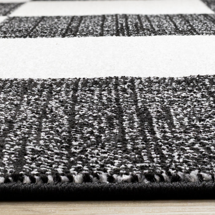 Covington Black White Checkered Pattern Rug, 6'7\" x 9'10\" Indoor Area Rug