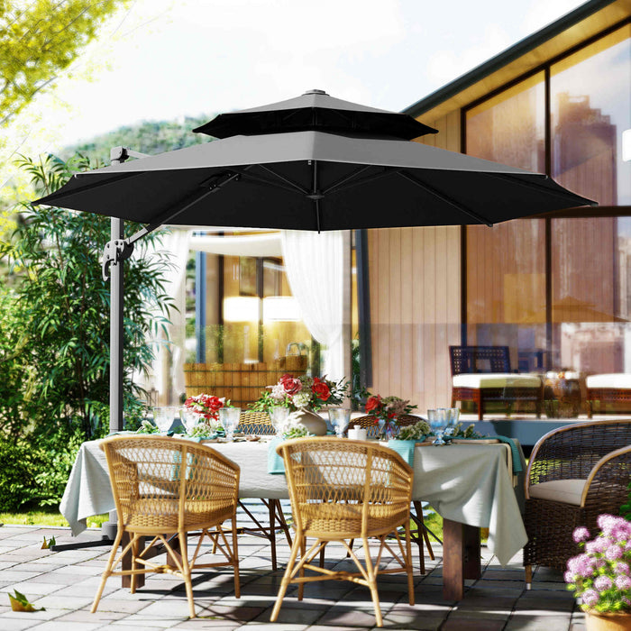 Outsunny 11' Patio Cantilever Umbrella Grey