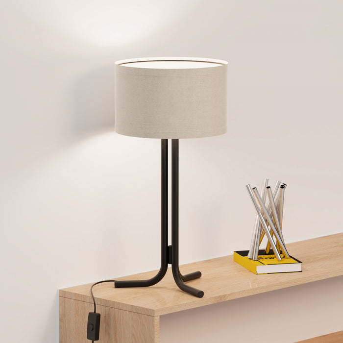 20\" Black Table Lamp with Cylindrical Shade