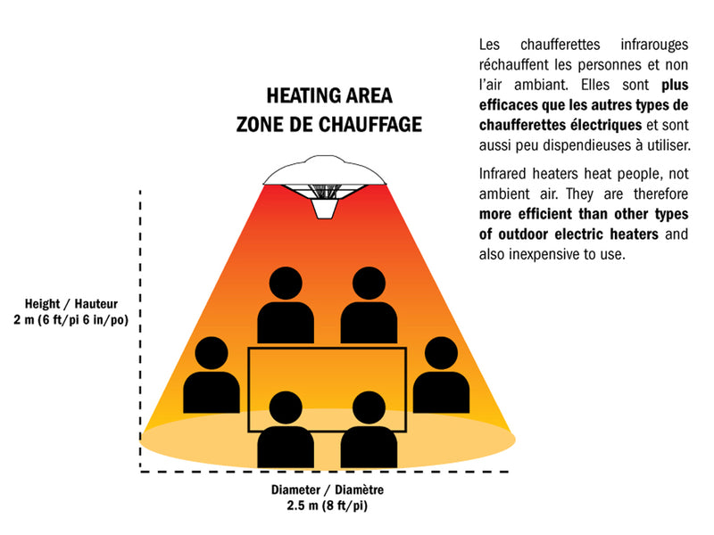 Energ+ Infrared Electric LED Hanging Patio Heater - HEA-21522 BLACK