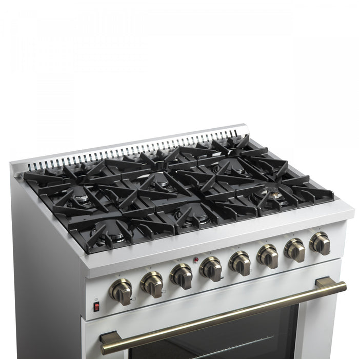 Forno Galiano 36\" Dual Fuel Range, White, 5.36 cu.ft.- FFSGS6156-36WHT