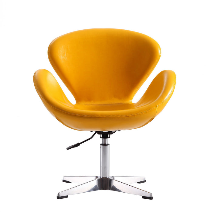 Raspberry Modern Upholstered Swivel Lounge Chair in Yellow - Set of 2 Accent Chair