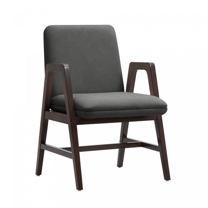 Stella Modern Velvet Wood Armchair in Graphite - Set of 4