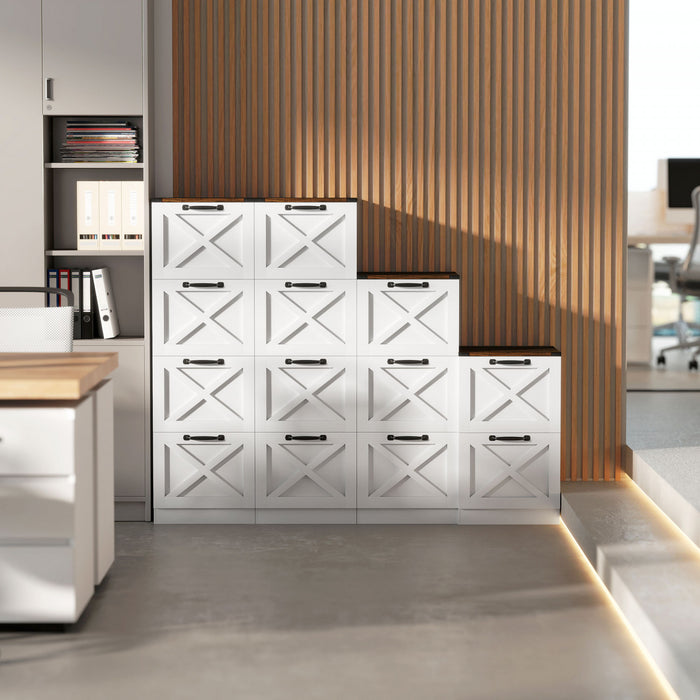 HOMCOM 4 Drawer File Cabinet, Filing Cabinet Fits Letter/A4 Size, White