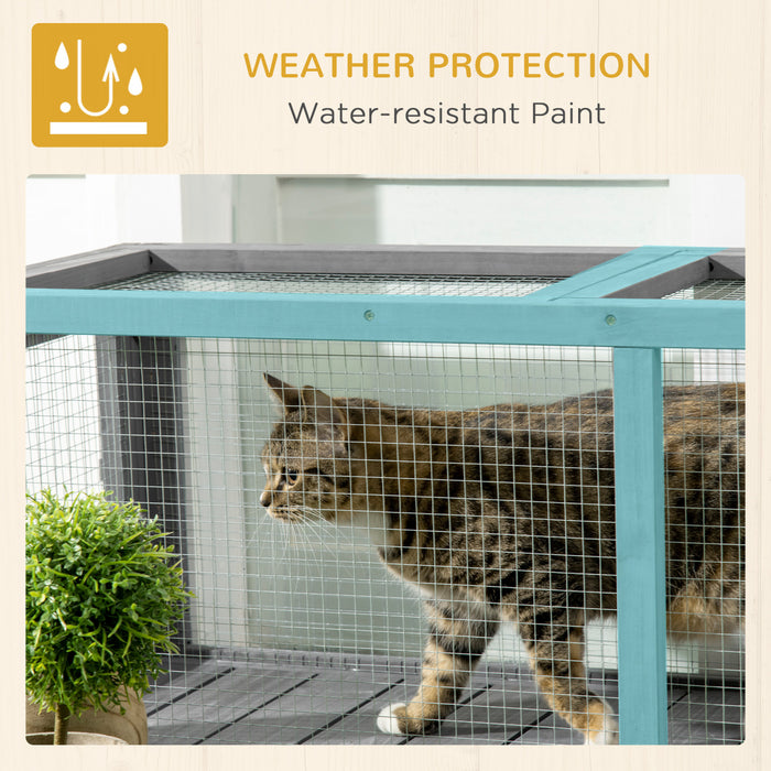 Pawhut 59\" Long Cat Tunnel, Cat Shelter L- Shape With Extendable Design, Cat Enclosure For Indoor/outdoor Use With Weather Protection, Removable Door, Lead Grey