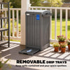 Outsunny 29 Gallon Outdoor Garbage Bin with Dual Lid and Side Holder, Waterproof Plastic Garbage Can with Drip Tray, Outdoor Waste Trash Can for Patio, Backyard, Garden, Grey