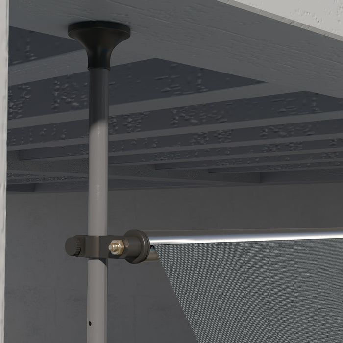 Outsunny 11.5' X 4' Manual Retractable Awning, Non-screw Freestanding Patio Sun Shade Shelter With Support Stand And Uv-resistant Fabric For Window, Door Porch, Deck, Dark Grey