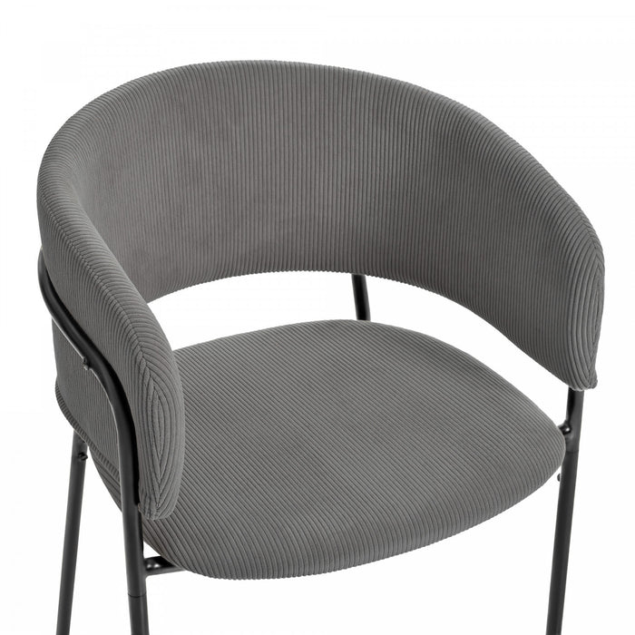 Ethan Set of 4 Modern Corduroy Upholstery Side Chair with Angled Legs and Adjustable Feet,Grey Dining Chair