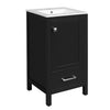 Wayne 18 Inch Compact Modern Bathroom Vanity with Ceramic Sink, Black | Meuble de salle de bain compact moderne Wayne 18 pouces avec lavabo ceramique, noir