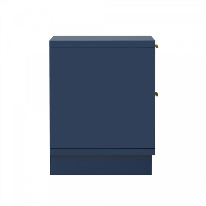 Elara Contemporary 18\" Solid Wood Nightstand in Midnight Blue (2-Drawer)