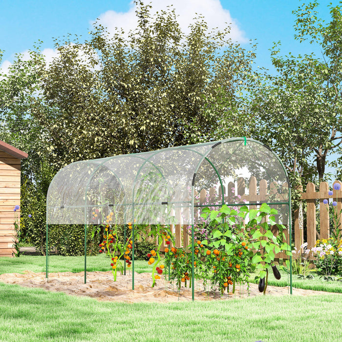 Outsunny Tunnel Tomato Greenhouse with 4 Hoops and Top Tap, Clear