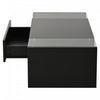 Gleam 39.3 Inch High-Gloss Coffee Table with LED Lights, Drawer and Glass Side Panels, Black | Gleam Table Basse Haute Brillance 39.3 po avec Lumieres LED, Tiroir et Panneaux Lateraux en Verre, Noir