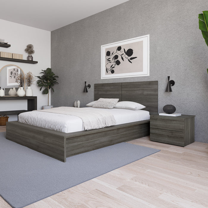 Nordika James Nightstand with 2-Drawers - Grey Oak