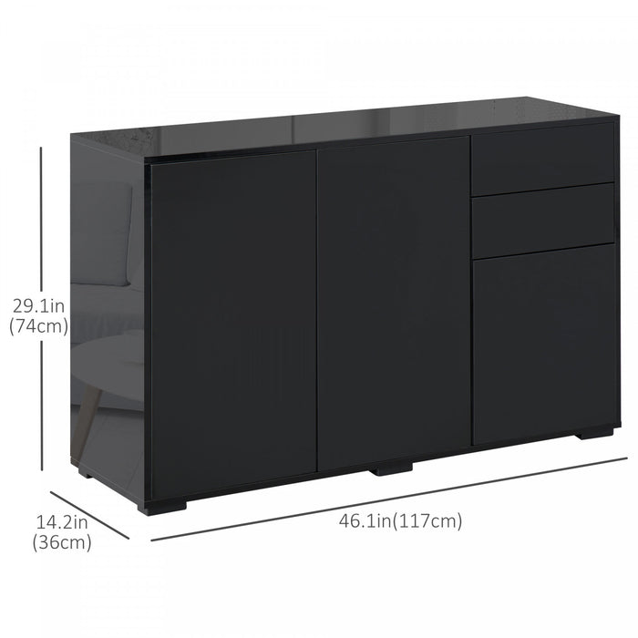HOMCOM Kitchen Sideboard with Push-Open Drawers and Storage Cabinets