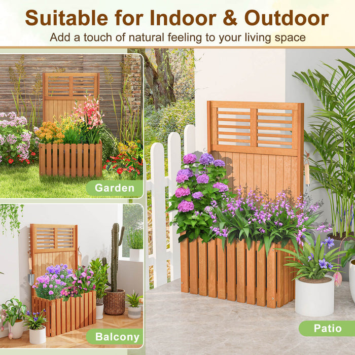 Costway Wooden Plant Stand Raised Garden Bed With Trellis & Planter Box Privacy Screen