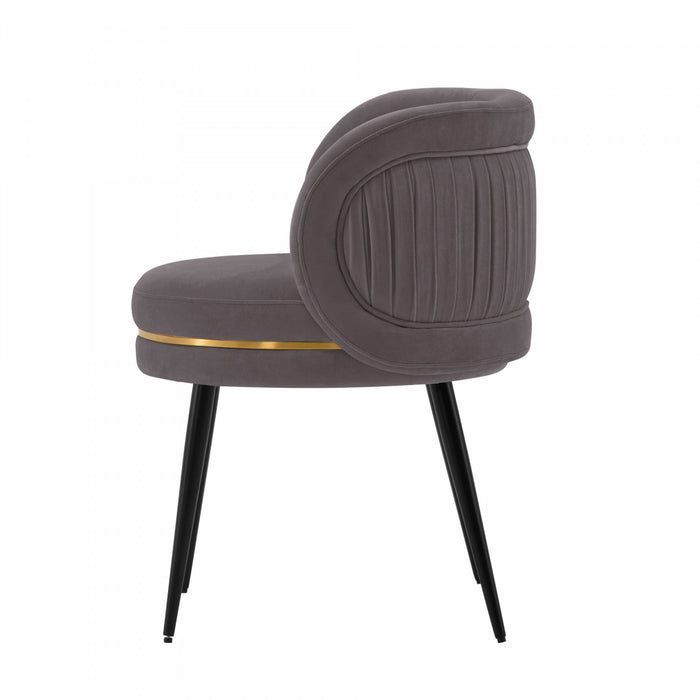 Kaya Modern Wood Velvet Dining Chair in Gray - Set of 2