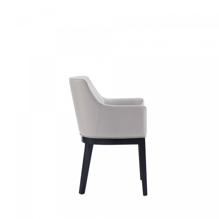Gansevoort Modern Wood Vegan Leather Armchair in Light Gray - Set of 2