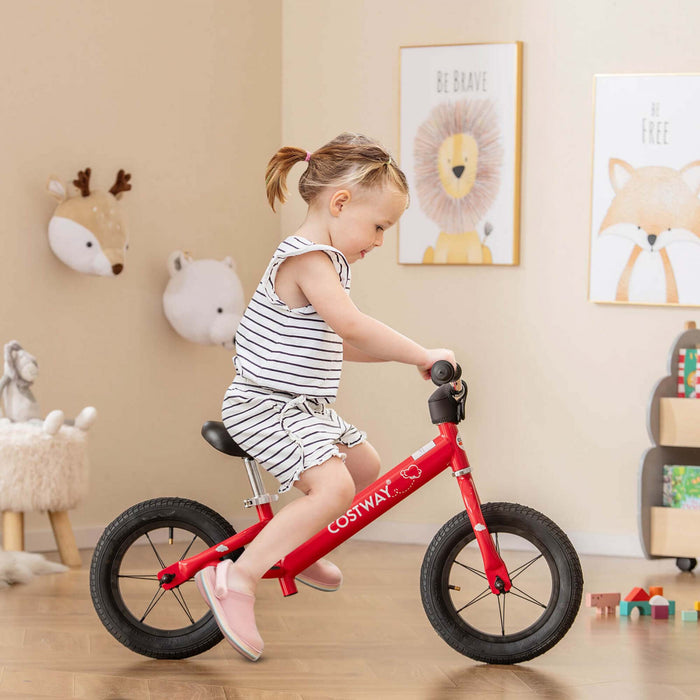 Costway 12 Inch Toddler Balance Bike No Pedal Training Bicycle With Inflatable Rubber Tires Red
