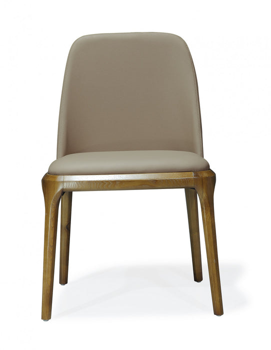 Courding Modern Vegan Leather Wood Dining Chair in Tan - Set of 2