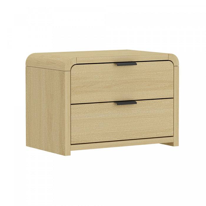 Grace Modern 28\" Nightstand in Natural Oak and Black (2-Drawer) - Set of 2