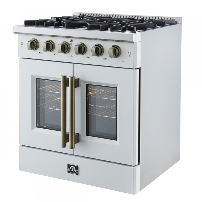 Forno Galiano 30\" White Gas Range, 4.32 cu.ft- FFSGS6444-30WHT