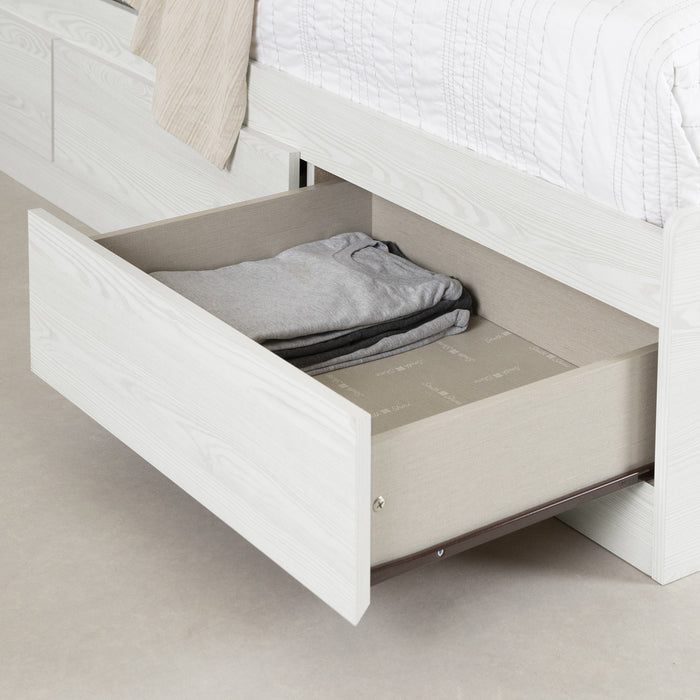 Hazen Mates Bed With 3 Drawers And Headboard Set White Pine - South Shore