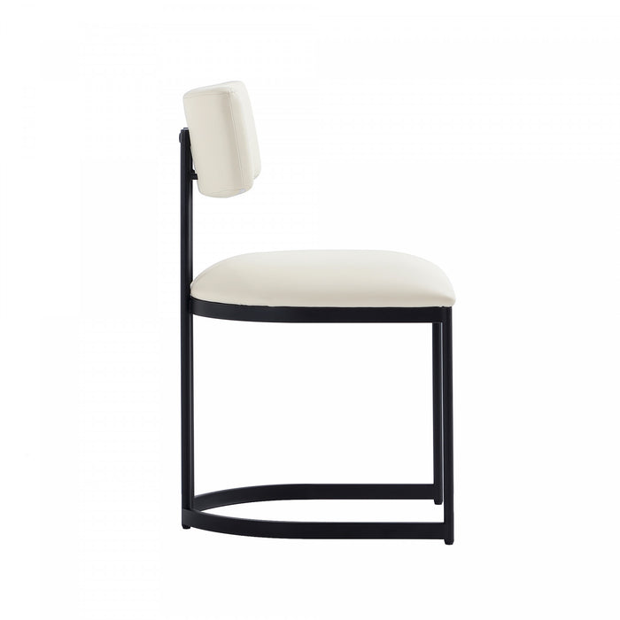 Juno Contemporary Modern Vegan Leather Metal Side Chair in Cream - Set of 2