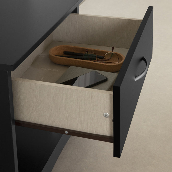 Step One 1-drawer Nightstand - End Table With Storage - Pure Black 